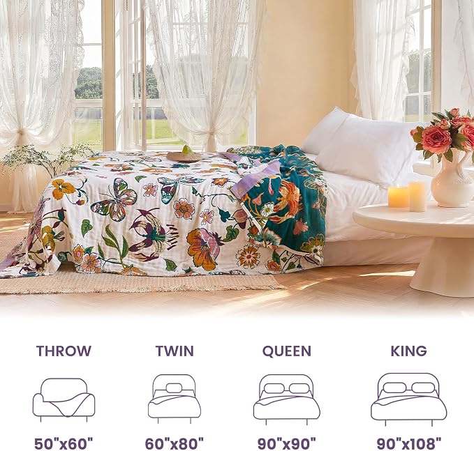 MSGKV Boho Throw Blanket 50"x60" Floral Blanket - Image 5