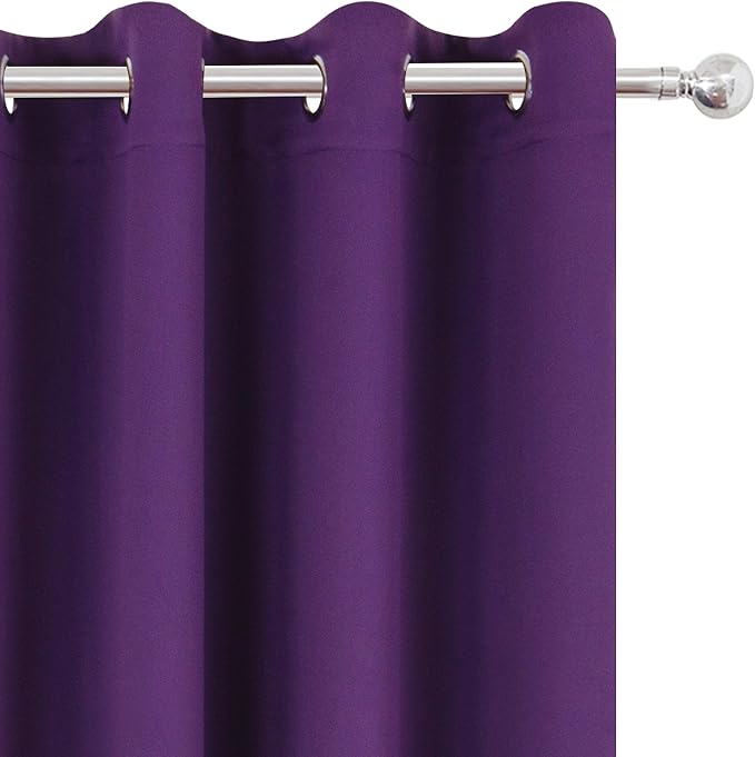 LEMOMO Blackout Curtains 52 x 63 inch/Purple Curtains Set of 2 Panels/Thermal - Image 7
