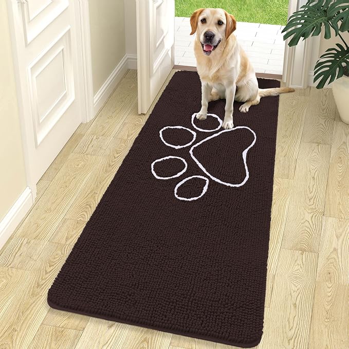 OLANLY Dog Door Mat for Muddy Paws 70x24, Paw Print Design, Absorbs Moisture by OLANLY