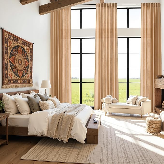 Nanspring Camel Linen Curtains for Living Room Extra Long 126 Inches Long Back - Image 7