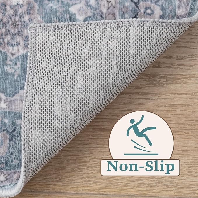 SERISSA 4x6 Washable Non Slip Floral Boho Area Rug - Image 3