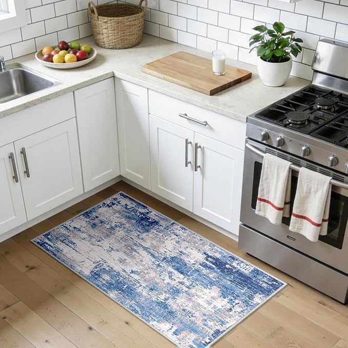 Washable Area Rugs 2'x4' Non-Slip Modern Abstract Soft - Image 3