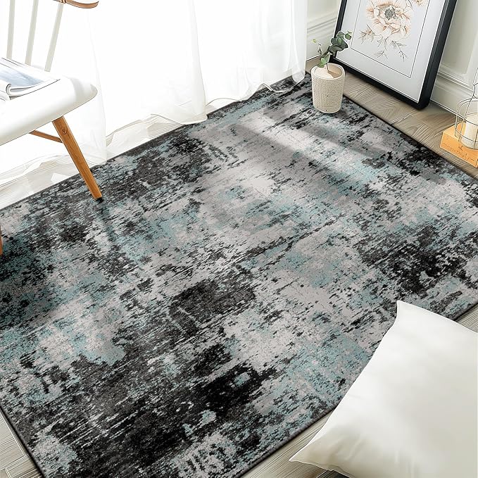 Washable Area Rugs 4'x6' Non-Slip Modern Abstract Soft by RELEANY