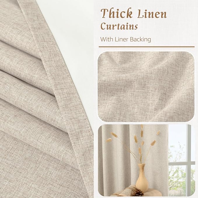 54 Inch Linen Full Blackout Window Curtains - Image 8
