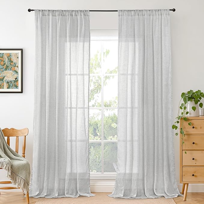 BGment Light Grey Linen Curtains by BGment