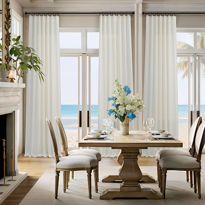 Pitalk Off White Linen Curtains 92 Inch Length 2 Panels - Image 6
