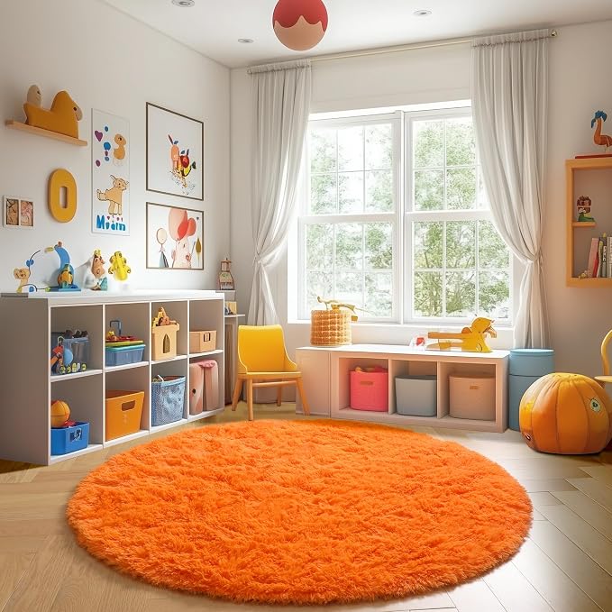 Amdrebio Orange Round Circle Rug 4Ft - Image 5