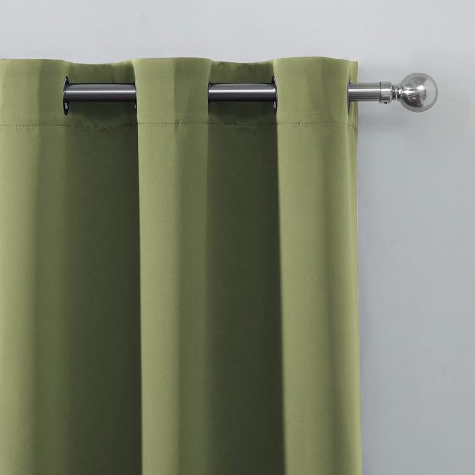 LEMOMO Oilve Green Blackout Curtains 38 x 54 Inch Length/Set of 2 Curtain - Image 7