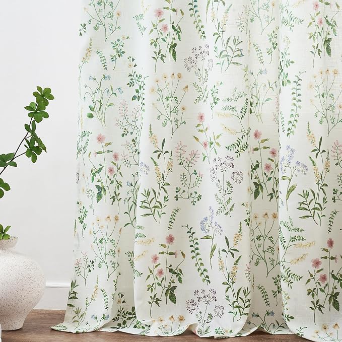 jinchan Floral Linen Blend Curtains - Image 7