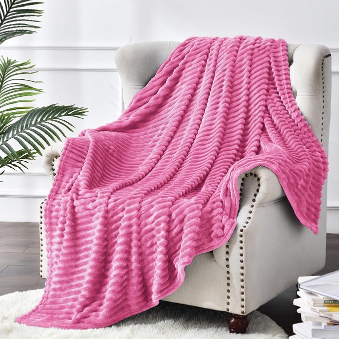 BEDELITE Fleece Throw Blanket for Couch – 3D Ribbed Jacquard Soft and Warm - Image 8