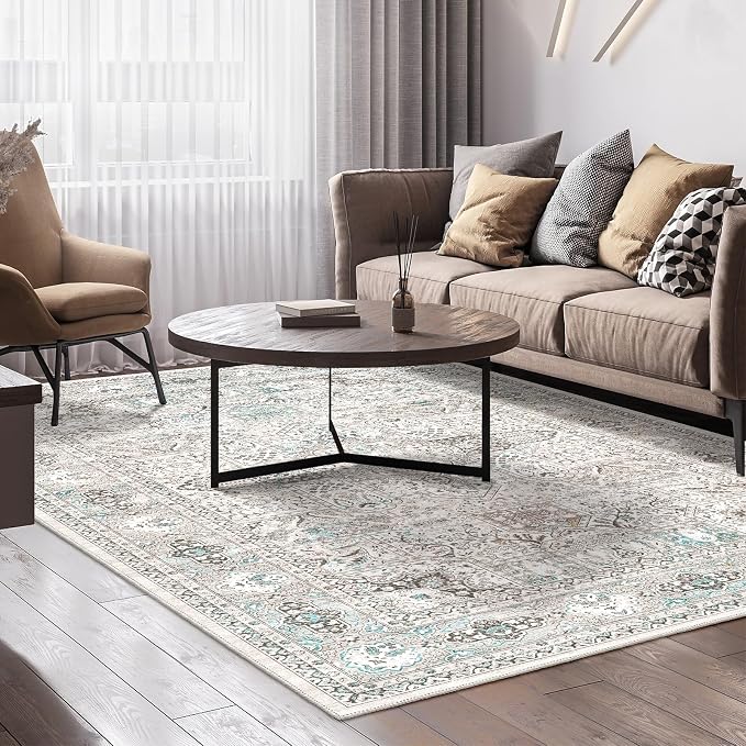 8x10 Extra Large Area Rug Living Room, Modern Neutral Washable Boho Area Rug by PhonzenuoCarpet