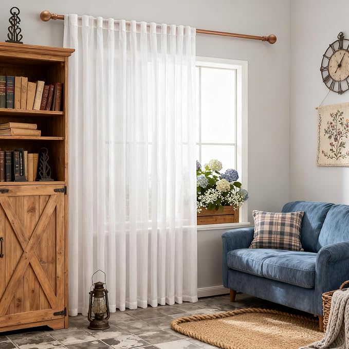 MYSKY HOME White Curtains 84 Inch Length by MYSKYHOME