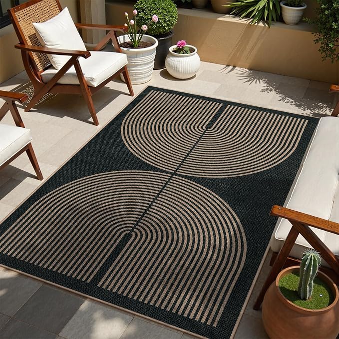 Lahome Modern Rainbow Easy Jute 4x6 Rug, Outdoor Patio Rug - Image 6