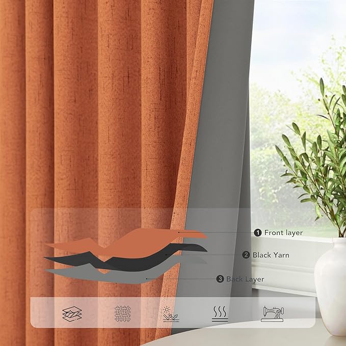 Pitalk Blackout Burnt Orange Curtain - Image 5