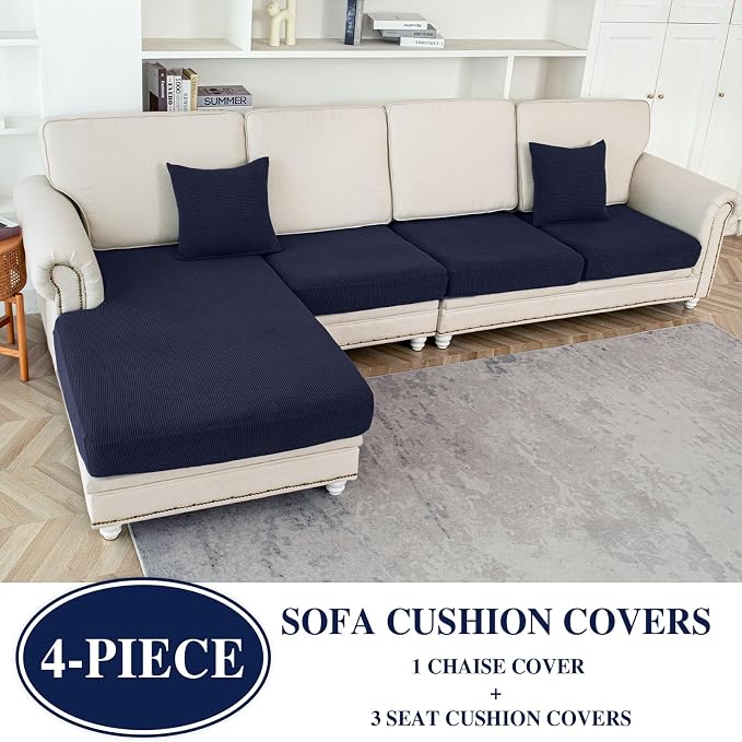 Couch Cushion Covers for Sectional Sofa L Shape Washable Separate Seat Chaise - Image 2