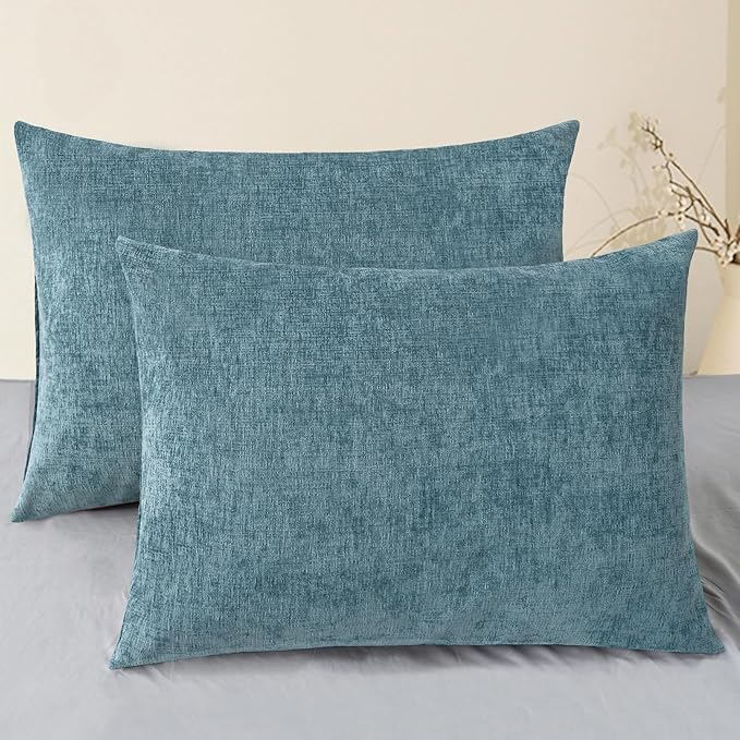 CaliTime Throw Pillow Covers Decorative 20 X 26 Inches Pack of 2 Cozy Chenille by CaliTime