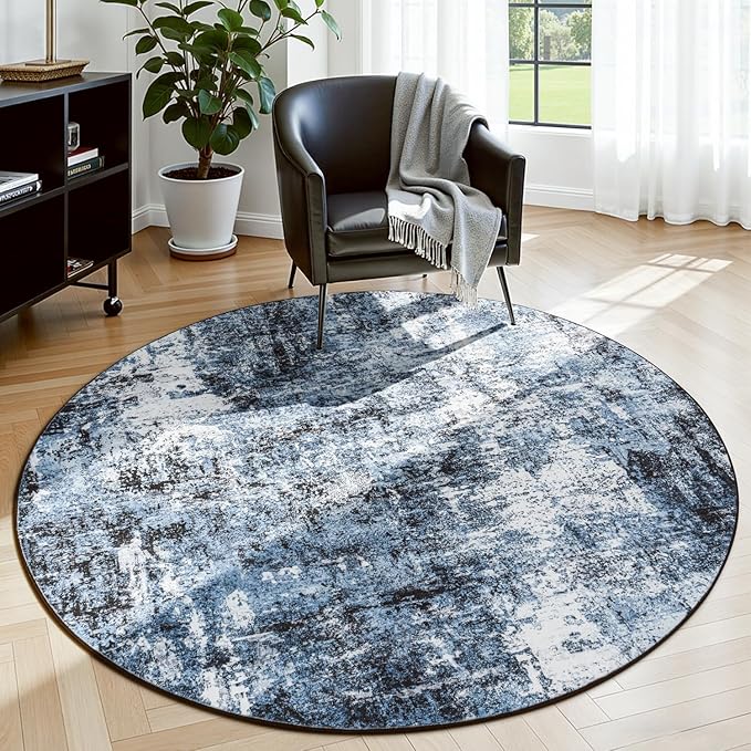 Rugflix Round Area Rugs 4Ft for Living Room, 4x4 Washable Rug Stain-Resistant by RugflixAreaRugs