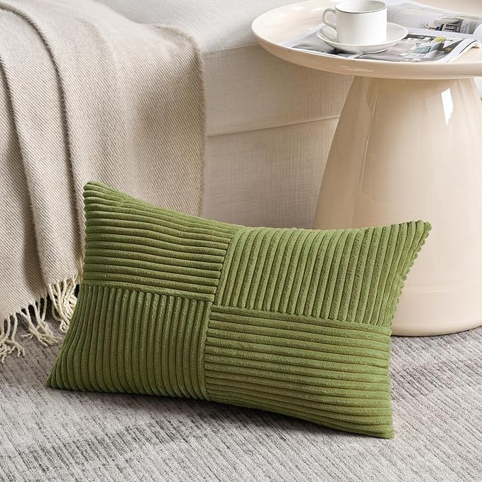 Fancy Homi 2 Packs Moss Green Lumbar Decorative Throw Pillow Covers 16x26 Inch - Image 2