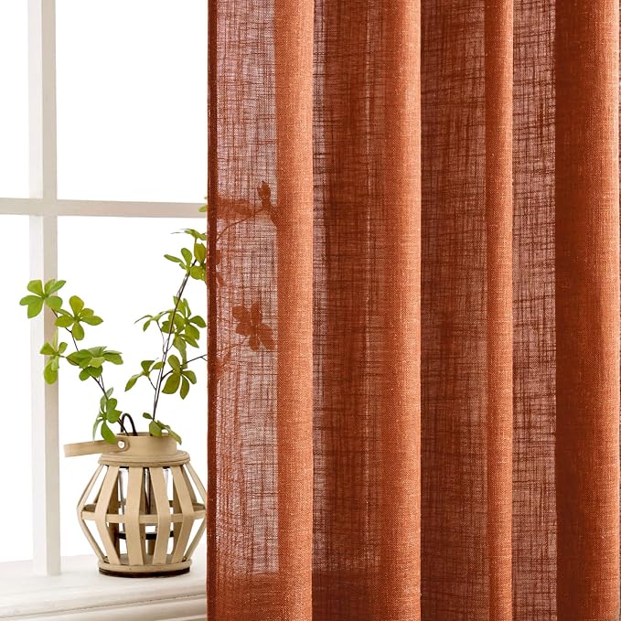 MIULEE Rust Curtains 90 Inch Length 2 Panels - Image 5
