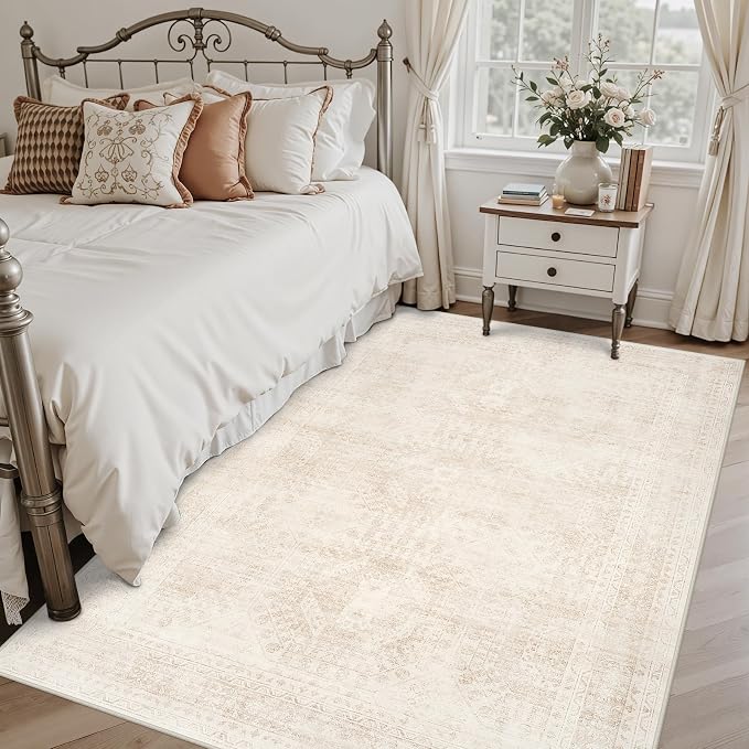 6x9 Area Rugs for Living Room: Vintage Boho Neutral Washable Rug Indoor Soft - Image 2