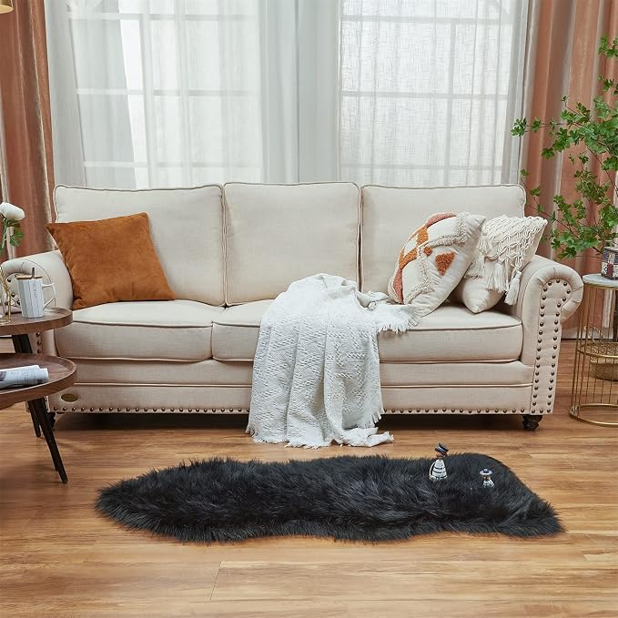EasyJoy Ultra Soft Fluffy Shaggy Area Rug Faux Fur Rug Chair Cover Seat Pad - Image 2