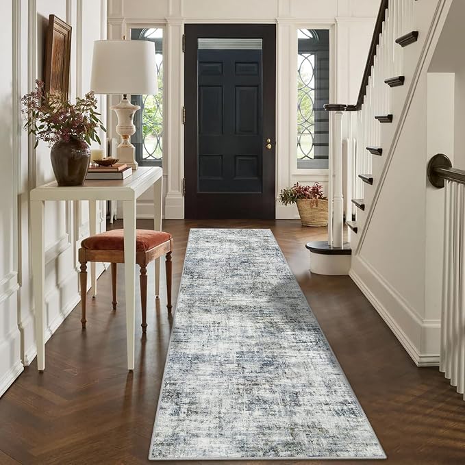 2'6''x8' Runner Rugs Washable Rug: Modern Abstract Hallway Runner Rug Indoor - Image 4