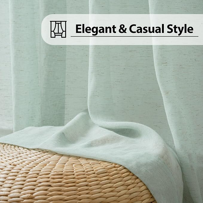 FMFUNCTEX Linen Sheer Curtains for Bedroom, Sage Green Curtains 84 inches Long - Image 8
