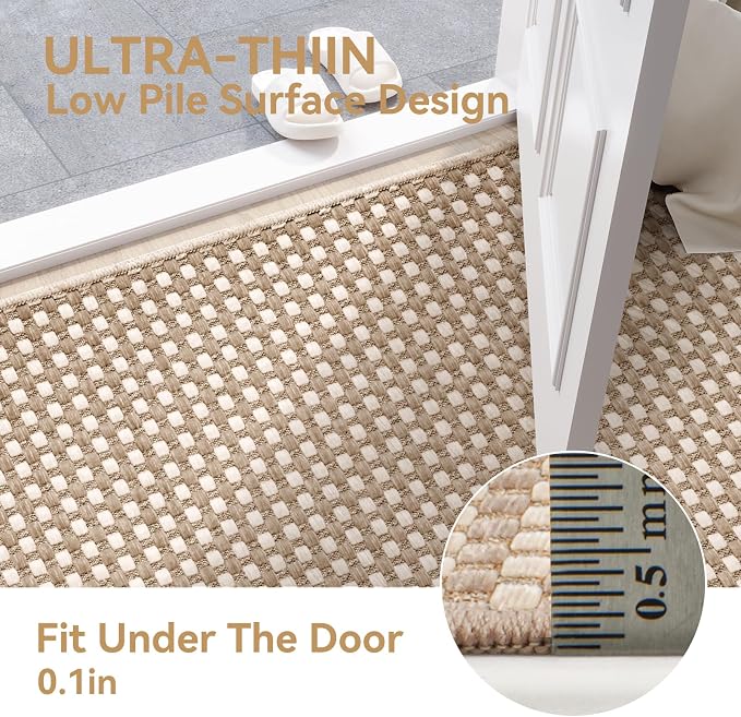 Entryway Runner Rug Indoor Door Mat Non Slip Washable Brown 2x4 ft | Boho Soft - Image 3