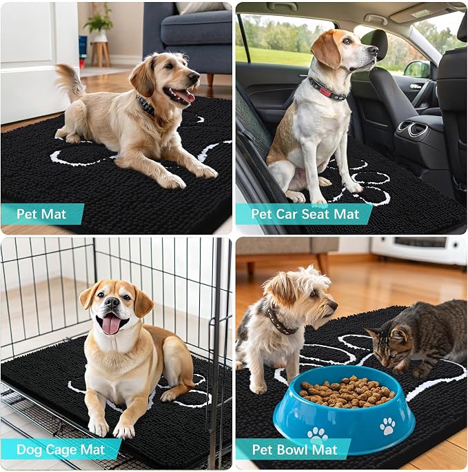 OLANLY Dog Door Mat for Muddy Paws 59x32, Paw Print Design, Absorbs Moisture - Image 7