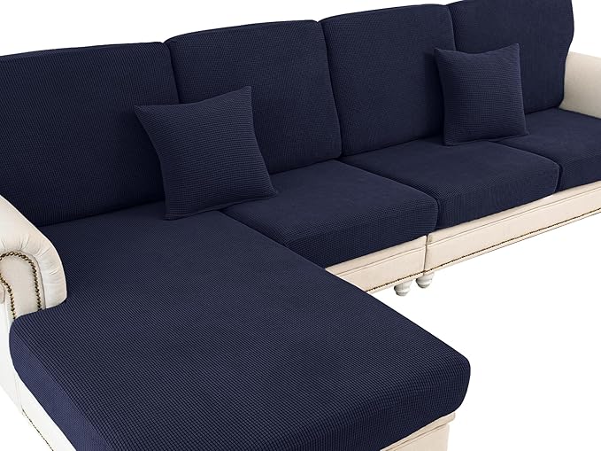 Couch Cushion Covers for Sectional Sofa L Shape Washable Separate Seat Chaise by LA+MEACK