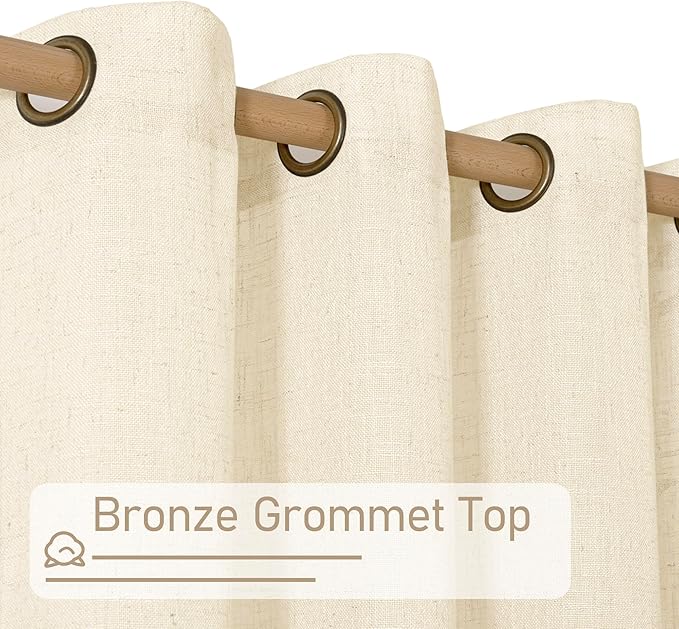LAMIT Beige Linen Sheer Curtains 90 inch - Image 4