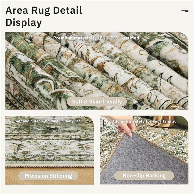 Soalmost 5x7 Area Rugs Low Pile Indoor Washable Trendy Faded Style Rugs - Image 6