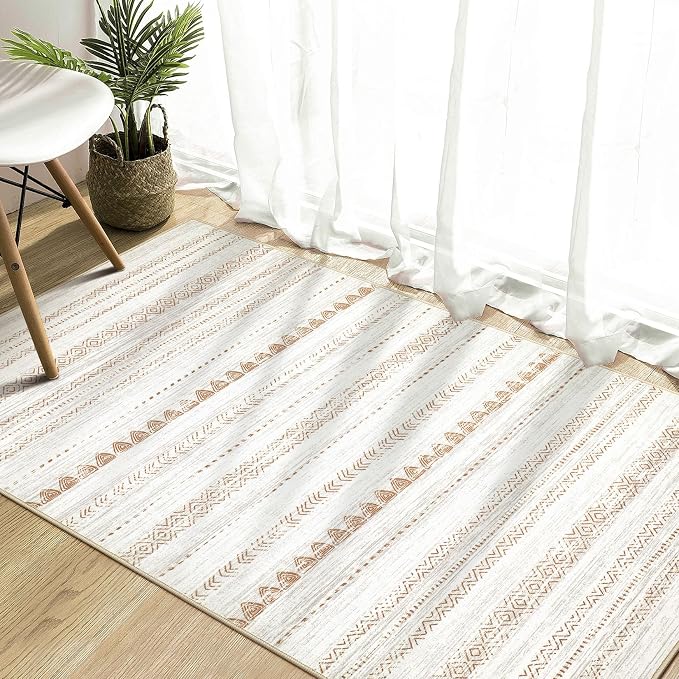 Nakagishi Area Rug Living Room Rugs: 4x6 Soft Machine Washable Boho Neutral - Image 5