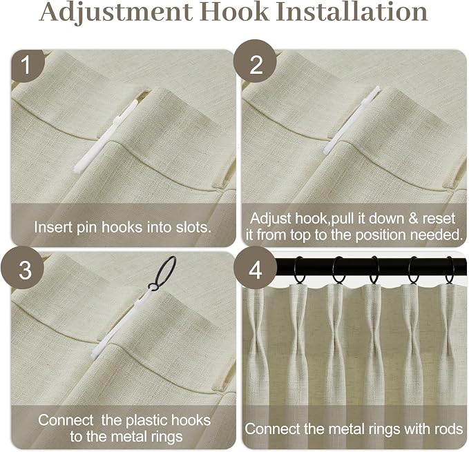 IVAPUPU Pinch Pleated Linen Curtains 90 Inches Long 2 Panels - Image 7