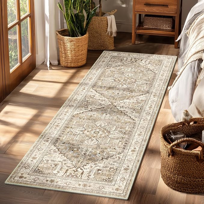 Yamaziot Washable Runner Rug, 2x6 Non-Slip Boho Vintage Hallway Rug Runner by Yamaziot