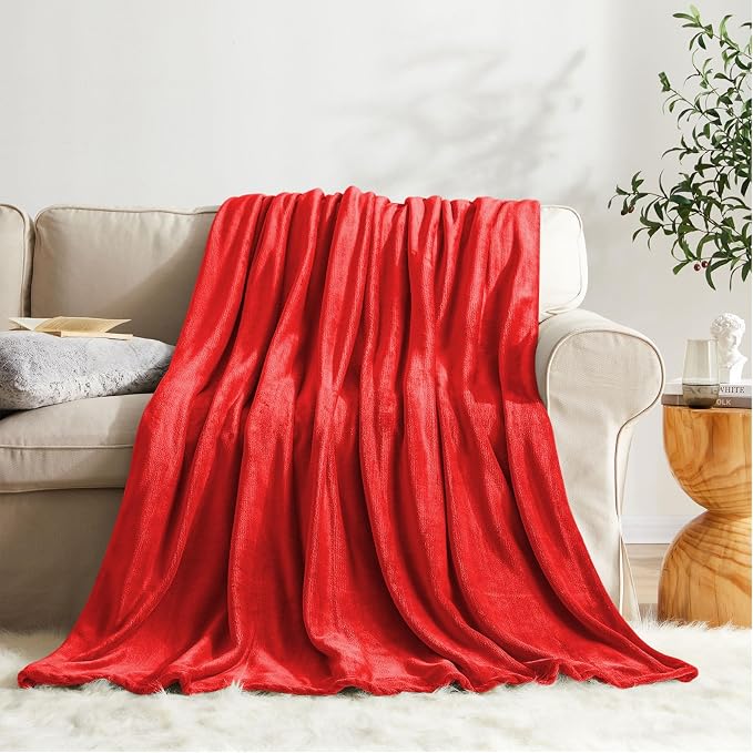 KMUSET Fleece Blanket Red Throw Blanket by COZYBLANKETHappyHomeLife