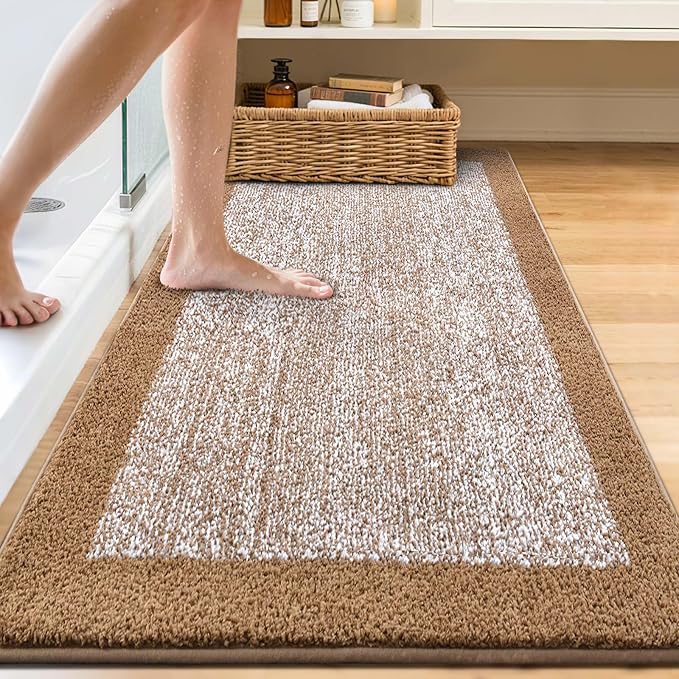 60x24 Long Bathroom Rugs Washable Non Slip, Coffee Bath Mat - Image 2