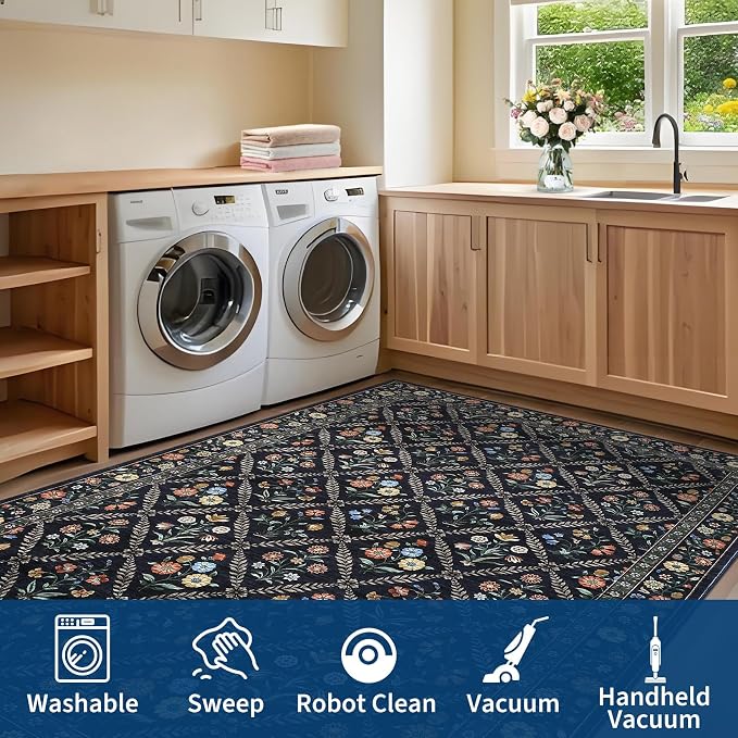 Washable Kitchen Rugs Non Slip 2x6 Hallway Runner Rug Stain Resistant Low Pile - Image 7