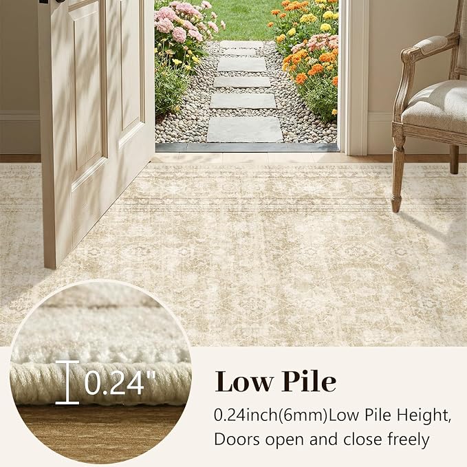 4x6 Ft Area Rugs for Living Room, Soft Non-Slip Machine Washable Rug, Vintage - Image 7