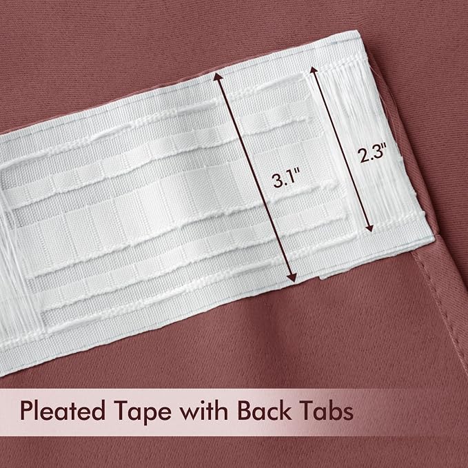 MIULEE Dusty Rose Back Tab Blackout Curtains 72 Inches Long 2 Panels Set - Image 4