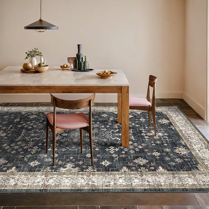Black Boho Rug for Living Room 8x12 - Image 3