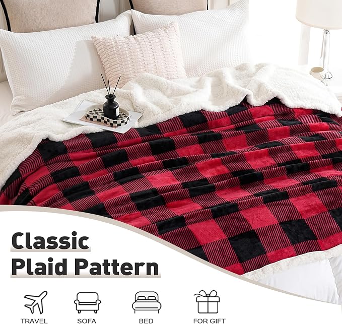 PU MEI Sherpa Fleece Throw Blanket 60" x 80" Reversible Plush Fluffy Large Big - Image 4