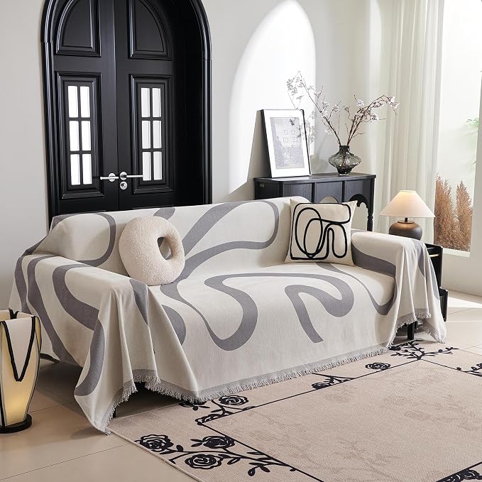 MYSKY HOME Couch Cover for 3 Cushion Sofa, Super Soft Boho Couch Covers for by MYSKYHOME