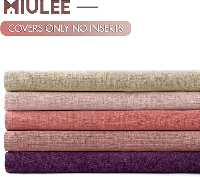 MIULEE Coral Red Chenille Couch Throw Pillow Covers, 18x18 | Set of 2, Soft - Image 6