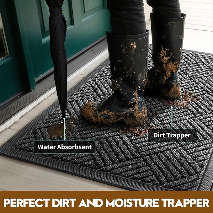 Front Door Mat, Heavy Duty Waterproof Doormat 35.5"x24", Stain Fade Resistant - Image 2