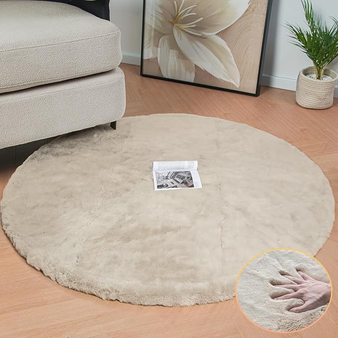 ORINOVA Camel Plush Shag Faux Rabbit Washable Fuzzy Fur Rugs - Image 3