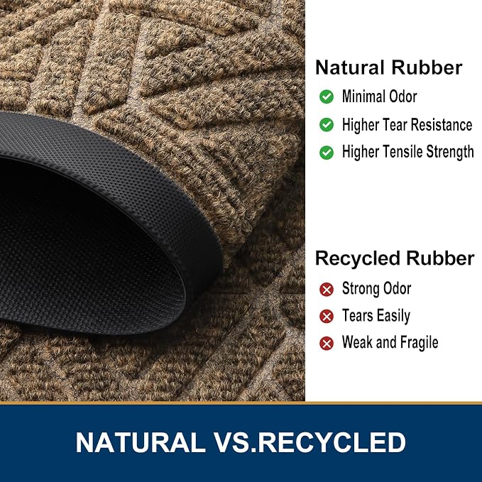 Smiry Front Door Mat Outside Entrance, Heavy Duty Sturdy Natural Rubber Doormat - Image 4