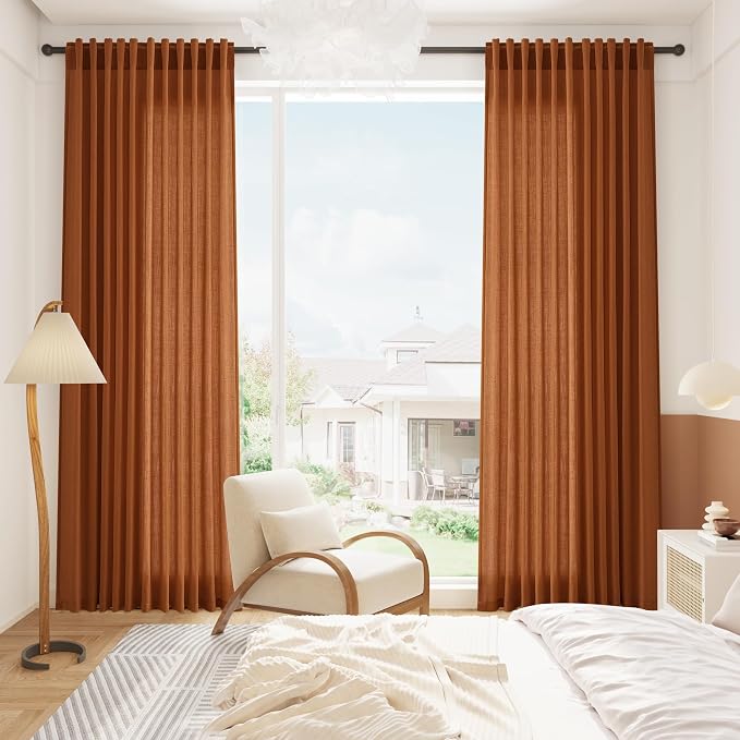 Desert Orange Semi Sheer Curtains 108 Inches - Image 7