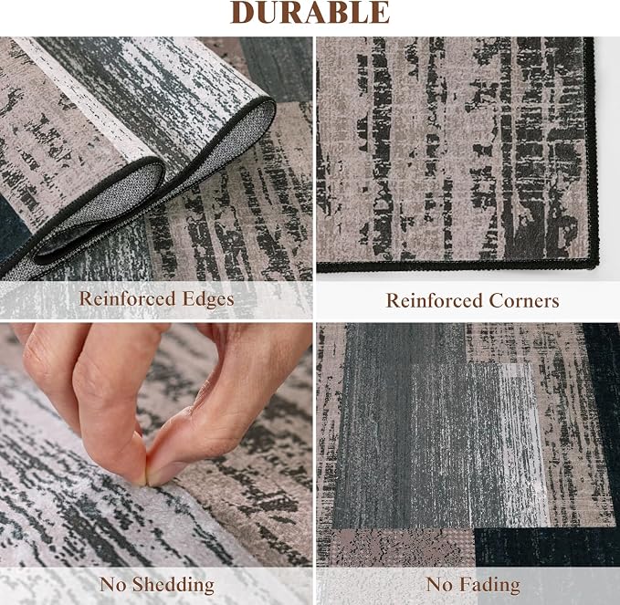 LIANLAM 3x5 Washable Area Rugs for Living Room and Bedroom, Vintage Checkered - Image 9