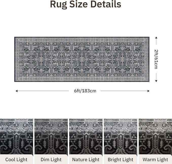 2x6 Hallway Washable Runner Rug - Image 2